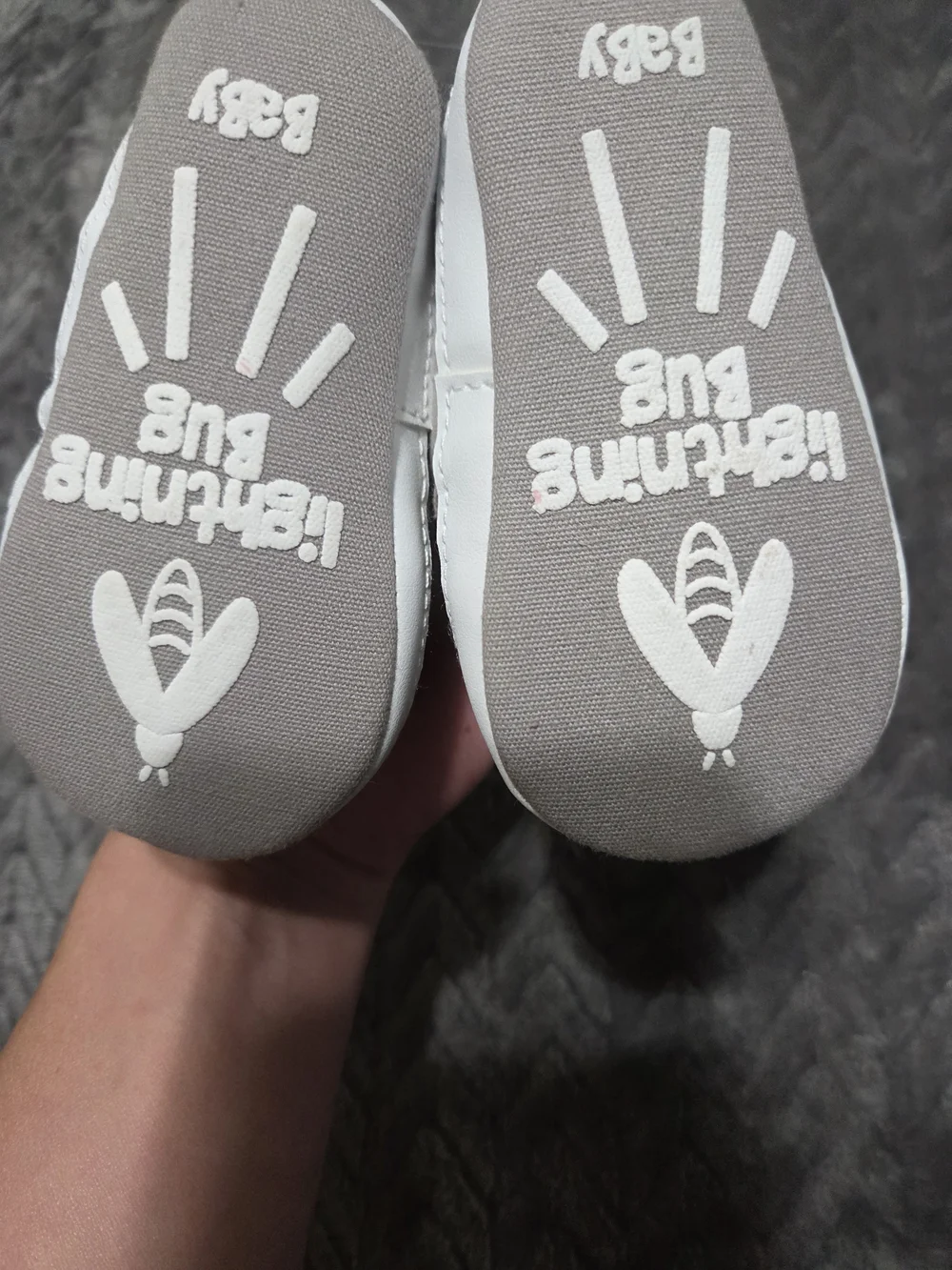 Lightning Bug Grey & Yellow Baby Walker Shoes